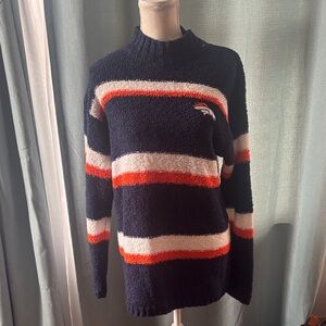 Cozy Navy Striped Turtleneck Sweater